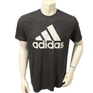Adidas Men’s Athletic Golf T-Shirt Gray 3 Stripes Logo Short Sleeve L